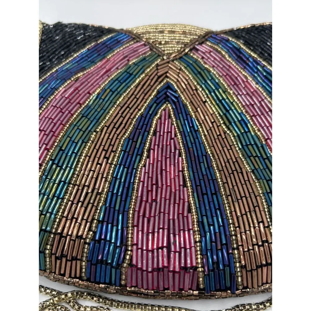 VIntage 1980s La Regale Beaded Art Deco Flapper Geometric Purse